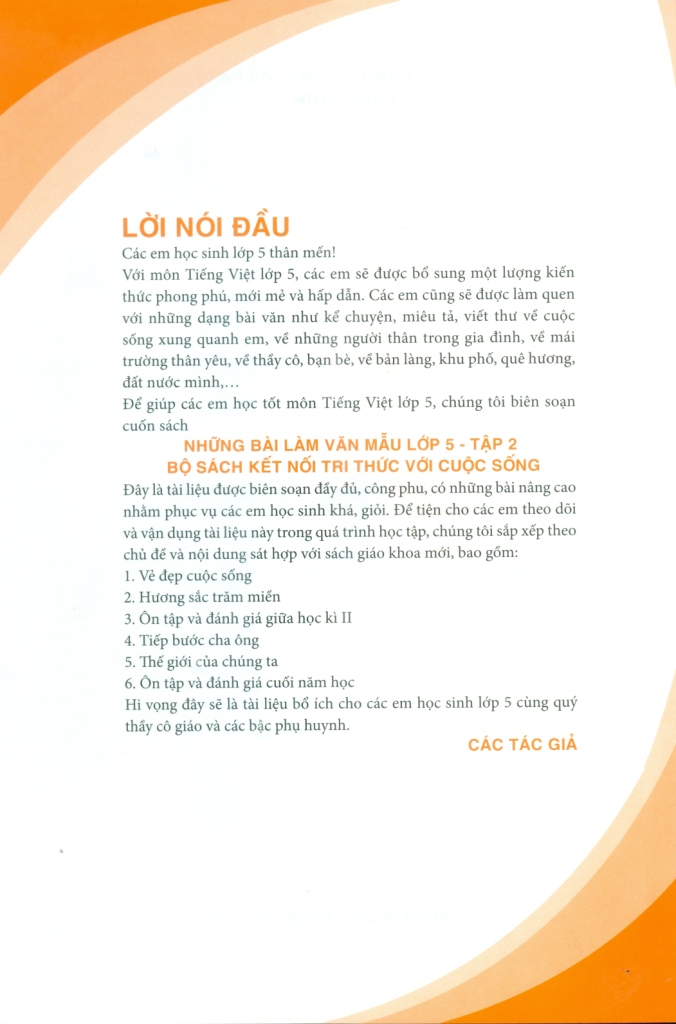 NHỮNG BÀI LÀM VĂN MẪU LỚP 5 - TẬP 2 (Bộ sách Kết nối tri thức)